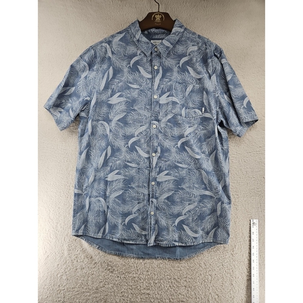 Quiksilver Waterman Shirt Mens Xl  Hawaiian Blue  Aloha Floral Cotton